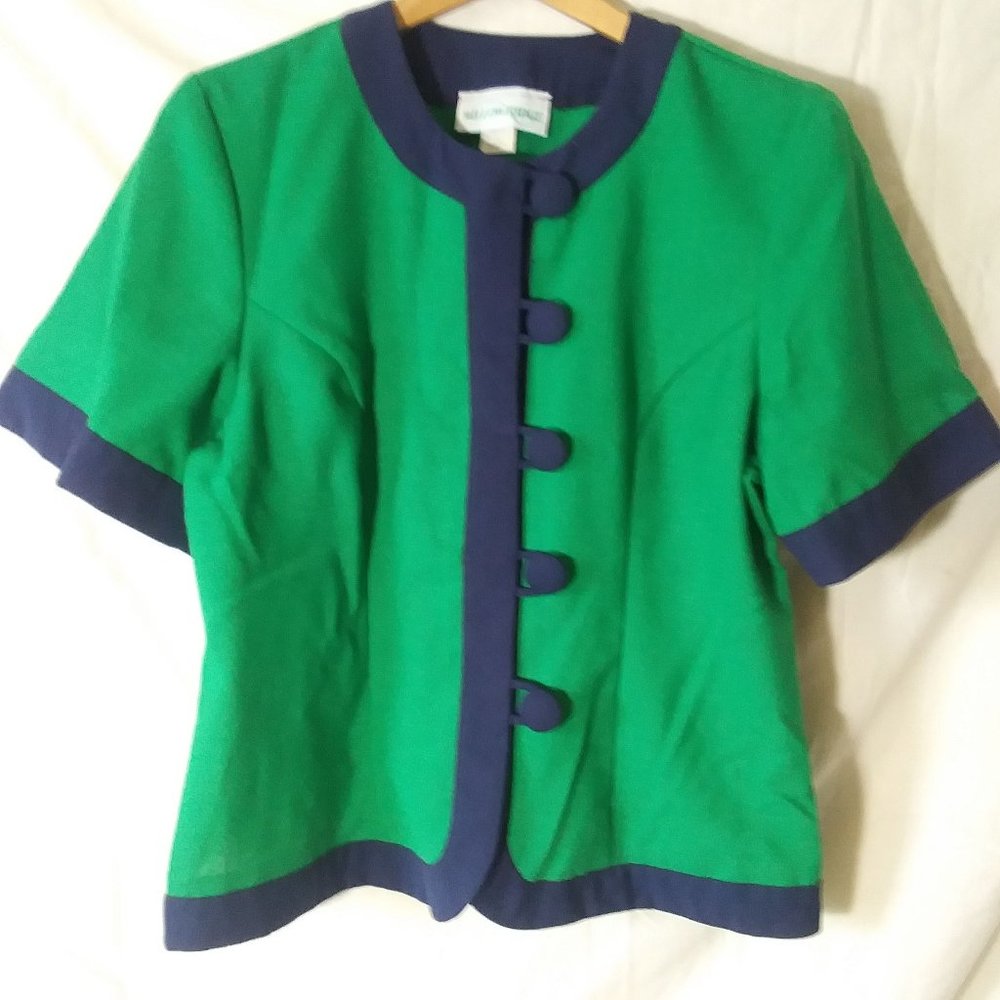 Vintage 80s Green/Blue Skirt Suit - Picture 2 of 13